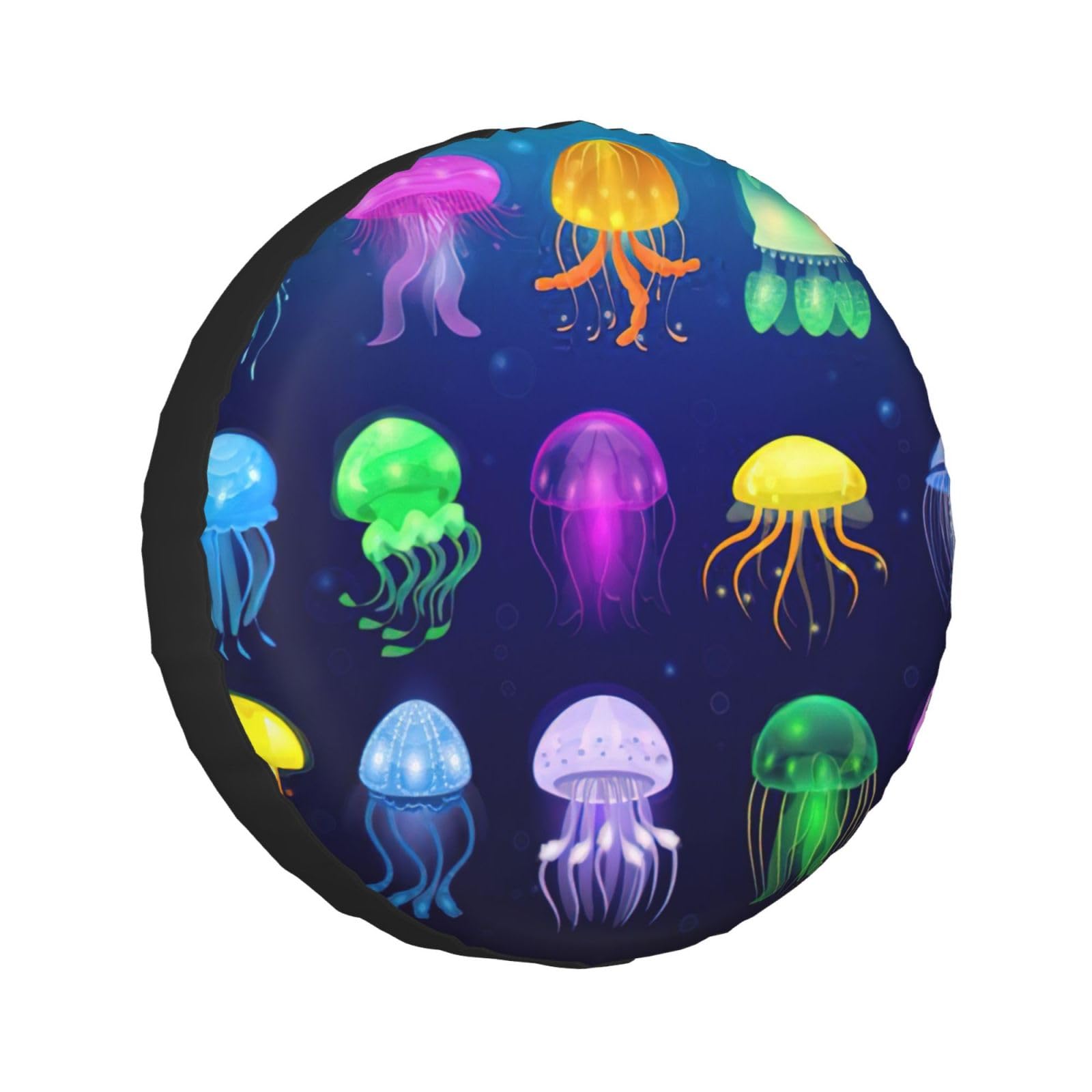 Jellyfish Ocean Print Ersatzreifenabdeckung, universelle Passform für Anhänger, SUV, LKW. (35,6–43,2 cm) von Longzehao