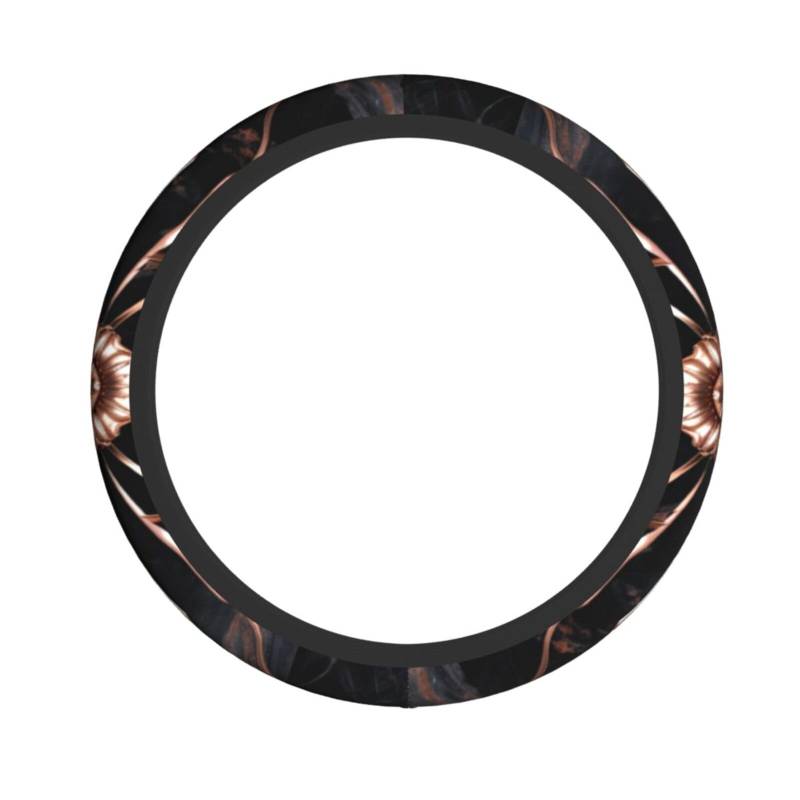 Schwarz Rose Gold Marble1 Print Lenkrad Abdeckung, Rutschfeste Lenkrad Dekorative Schutzhülle, 18 Zoll von Longzehao