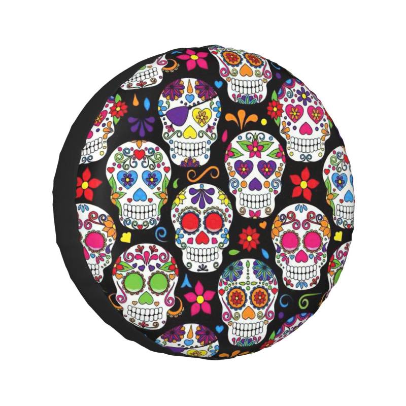 Sugar Skulls Ersatzreifenabdeckung, universelle Passform für Anhänger, SUV, LKW. (35,6–43,2 cm) von Longzehao