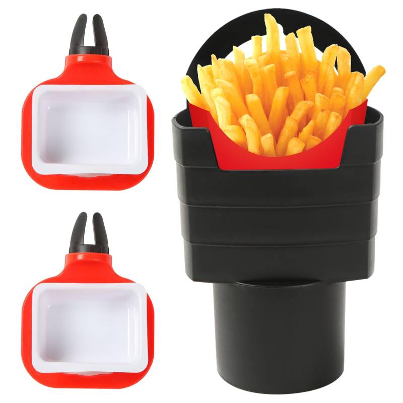 Pommes Halter, Auto Pommes- und Saucenhalter Clip, Pommes im Auto, Pommes-Gestell, Saucenhalter im Auto, Pommes-Becherhalter, Tragbarer Pommes-Becherhalter im Auto von Lonimia