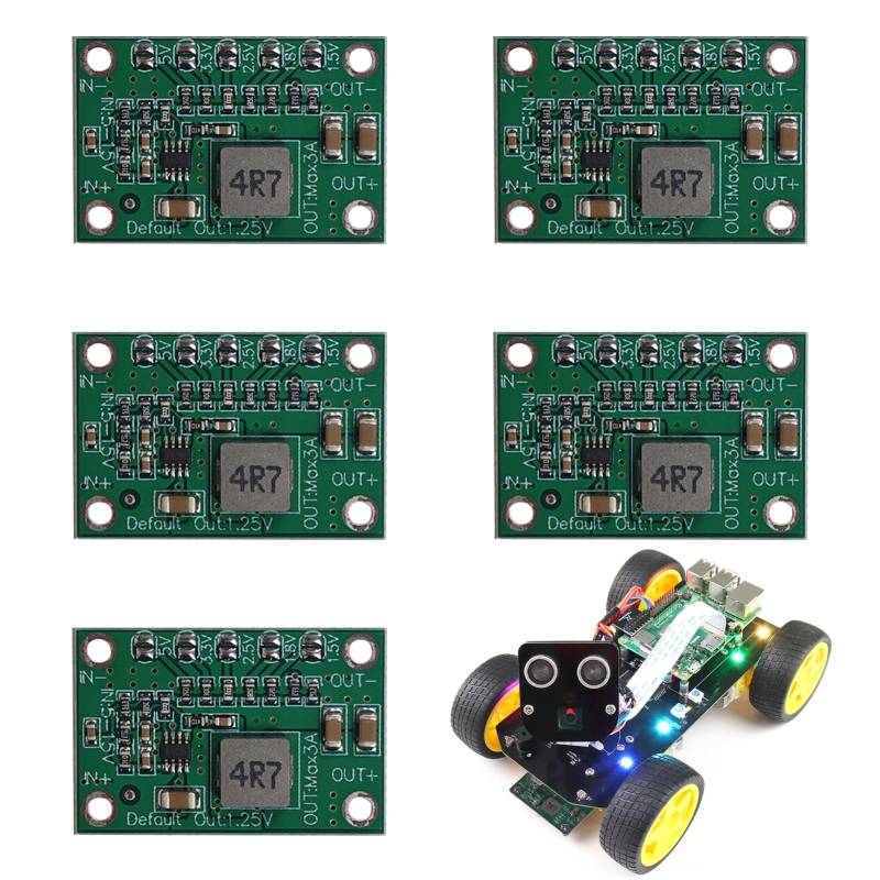 DC-DC Step Down Converter, 5PCS Spannungsregler, 5V-15V bis 1.25V/1.5V/1.8V/2.5V/3.3V/5V Spannungswandler, einen Ausgangsstrom von 3A spannungsregler, Buck Converter Anwendbar auf 3D-Drucker von Loovisse