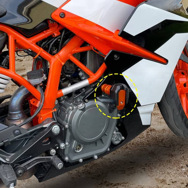 LoraBaber Aluminium Links & Rechts Motor Rahmen-Schieberegler Crash-Abdeckung Beschützer Wache für RC390 RC 390 2013 2014 2015 2016 2017 2018 (Orange) von LoraBaber