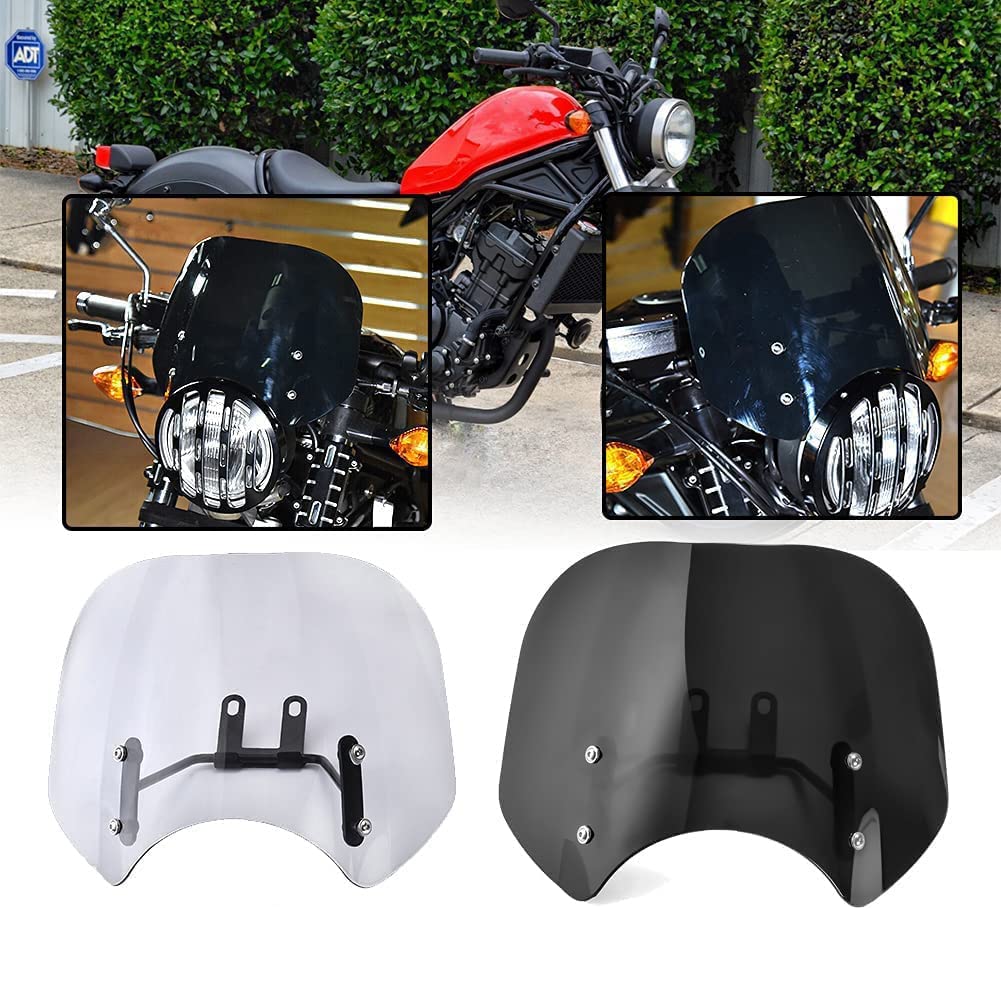 Motorrad Windschild Windabweiser Mit Halterung Kompatibel mit Rebel CMX 500 CMX500 2018 2019 2020 2021 2022 2023 2024, Windschutzscheibe Windschutz Wind Luftabweiser, Schwarz von Lorababer