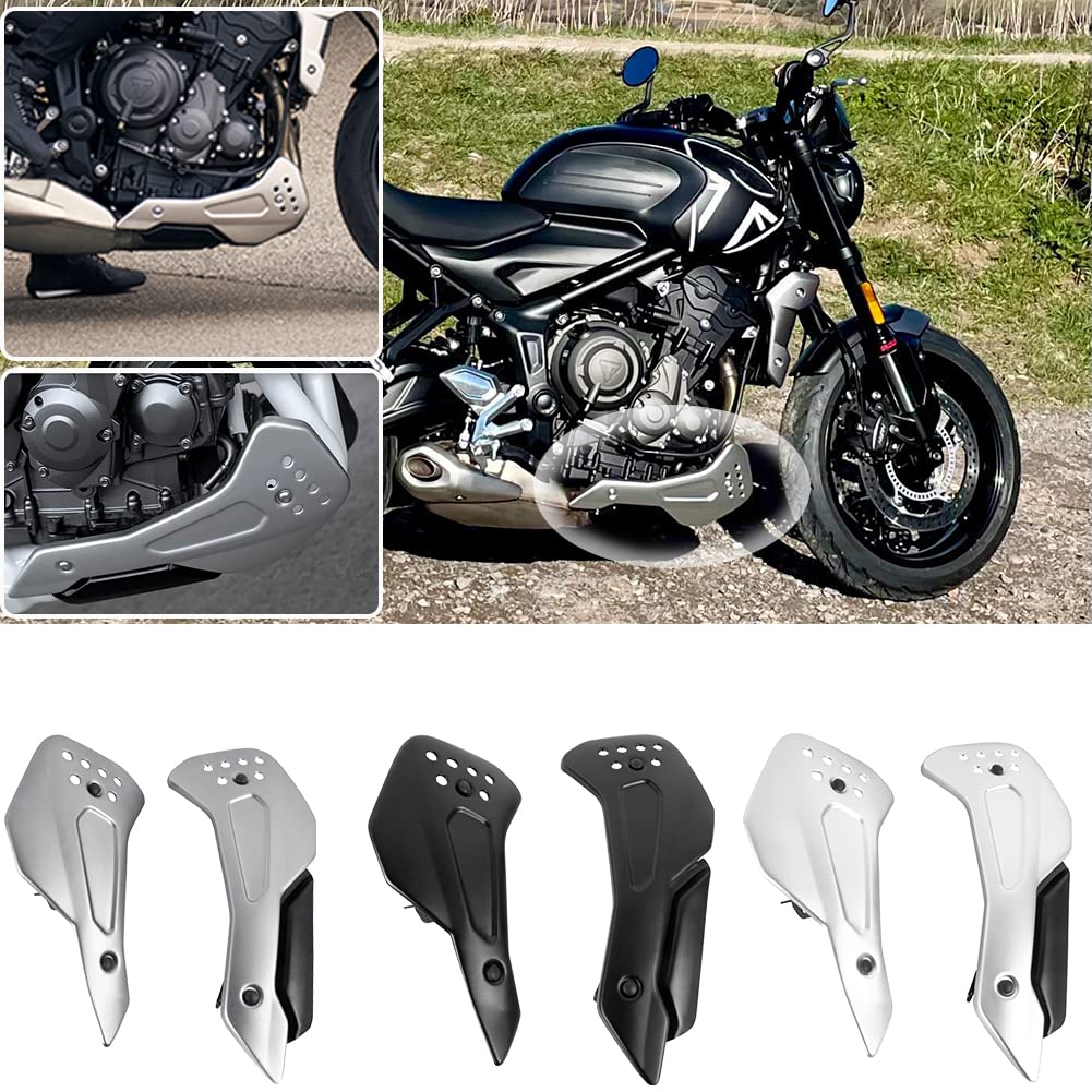 Lorababer Motorrad Aluminium Bellypan Untere Motorspoilerverkleidung Verkleidungsschutz Kompatibel mit Trident 660 2021 2022 2023 Belly Pan Chassis Shroud Body Frame Kit (Schwarz) von Lorababer