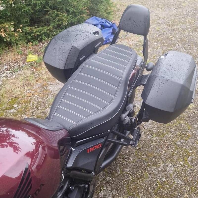 Lorababer Motorrad-Beifahrer-Fahrer-Dual Doppel Leder Sitzkissen-Abdeckung, kompatibel mit Rebel CMX1100 CMX 1100 REBEL1100 2021 2022 2023 Sozius-Pad-Druckentlastung (Matt-schwarz) von Lorababer