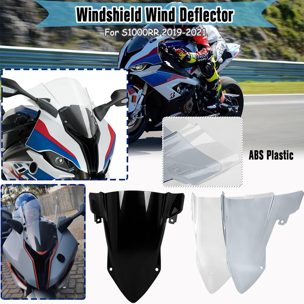 Lorababer Motorrad Double Bubble Touring Windschutzscheibe Windabweiser der vorderen Verkleidung Spoiler Shield Screen für S1000RR S 1000 RR S-1000-RR 2019-2024(Rauch) von Lorababer