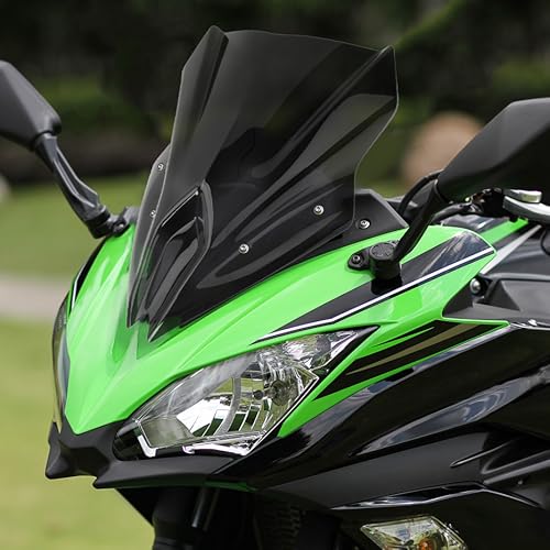 Motorrad Windschild Windabweiser Kompatibel mit Ninja 650 EX650 ER6F EX 650 ER-6F 2017 2018 2019, Windschutzscheibe Windschutz Fliegengitter Double Bubble Wind Luftabweiser (Schwarz Geräuchert) von Lorababer