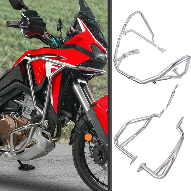 Lorababer Motorrad Edelstahl Oberer Unterer Motorschutz Stoßstange Sturzbügel Kompatibel mit CRF1100L CRF 1100L CRF-1100-L 2020-2022 2021 Sturzrahmenschutz (Niedriger) von Lorababer