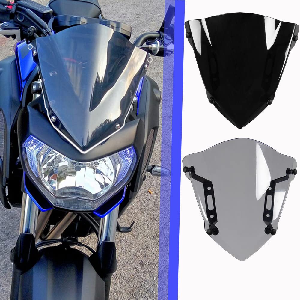 Lorababer Motorrad Frontscheibe Windschutzscheibe Airflow Doppelblasenverkleidung Kompatibel mit Y-amaha MT07 FZ07 MT FZ 07 MT-07 FZ-07 2018-2020 2019 18 19 20 (Leichter Rauch) von Lorababer