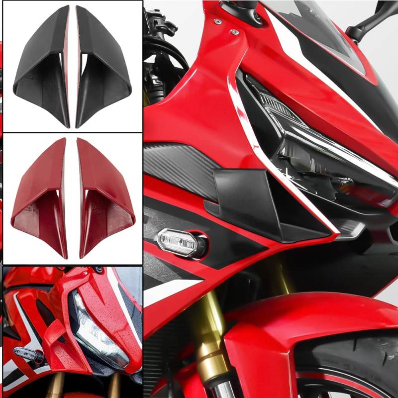 Lorababer Motorrad Frontverkleidung Winglets Seitenflügelschutz Kompatibel mit CBR650R CBR 650 R CBR 650R 2019-2021 2020 Windflossenverkleidung Aerodynamischer Seitenspoiler (rot) von Lorababer