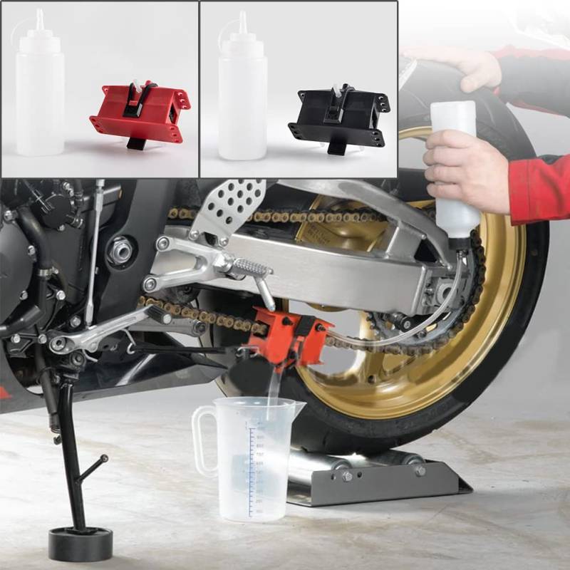 Motorrad Universal Kettenreinigungsmaschinen Kit Bürstenreiniger Abdeckungen Ketten Schmiergerät Schmierzubehör Waschbürste Kettenzahnrad-Reinigungswerkzeug (Rot) von Lorababer