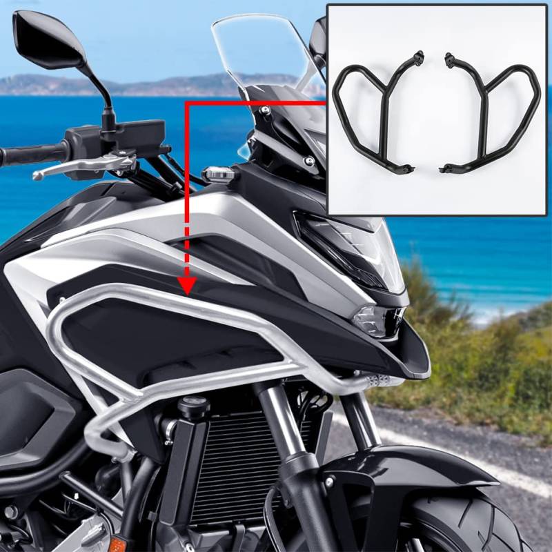 Lorababer Motorrad Oberer Highway Sturzbügel Karosserie Fallschutz Kompatibel mit NC750X NC-750-X NC 750X 2021 2022 Motorrahmenschutz Stoßstangenschutz Edelstahl Crash Guard(Schwarz) von Lorababer