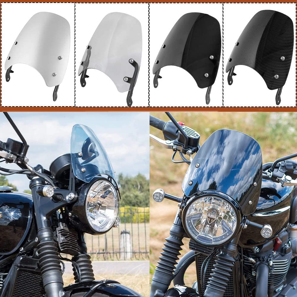 Lorababer Motorrad Windschild Windabweiser Scheibe Pare-brise Kompatibel mit Bonneville T100 T120 Windabweiser Windschutzscheibe T 100 T 120 Zubehör (Silber) von Lorababer