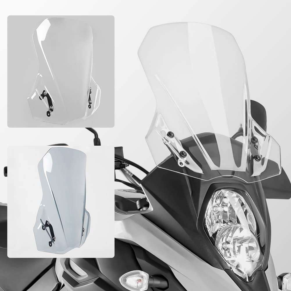 Lorababer Motorrad Windschild Windschutzscheibe Fliegenschutz kompatibel mit V-Strom DL650 DL 650 V Strom 650 2017-2023 2018 2019 2020 2021 2022 Airflow Windabweiser (Leichter Rauch) von Lorababer