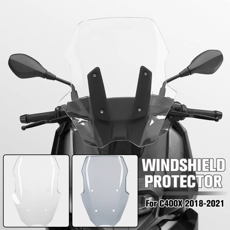 Motorrad Windschild Windabweiser Kompatibel mit C400X 2018 2019 2020 2021 2022 2023 2024, Windschutzscheibe Windschutz Double Bubble Wind Luftabweiser, Geräuchert von Lorababer