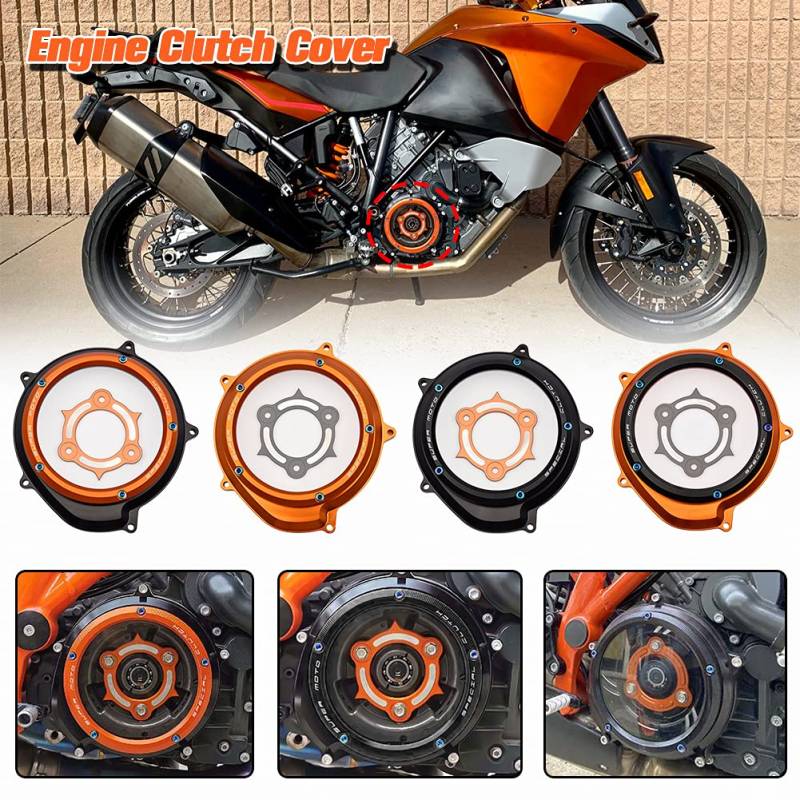 Lorababer Transparente Racing Klare Motorkupplungsabdeckung Anti-Leck-Linsenrahmen-Gleitschutz für 1290 Super Duke R GT 1290 1090 1050 1190 Adventure RT ST Motorrad-Druckplatte (Farbe Nr. 2) von Lorababer