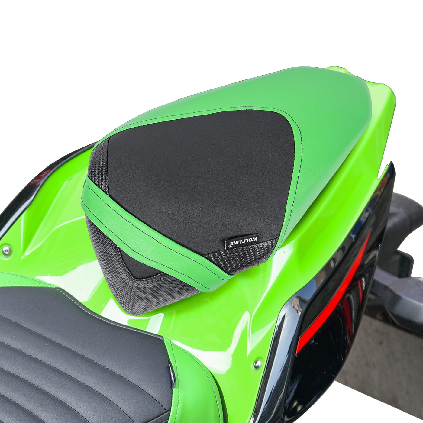 Motorrad Atmungsaktives Gel-Sitzpolster Leder Fahrer-Beifahrer-Kissenpolster Tourensattel Kompatibel mit K-awasaki Ninja 400 NINJA400 Z400 Z 400 2018-2023 2019 2020 2021 2022 (Hinten-Grün) von Lorababer