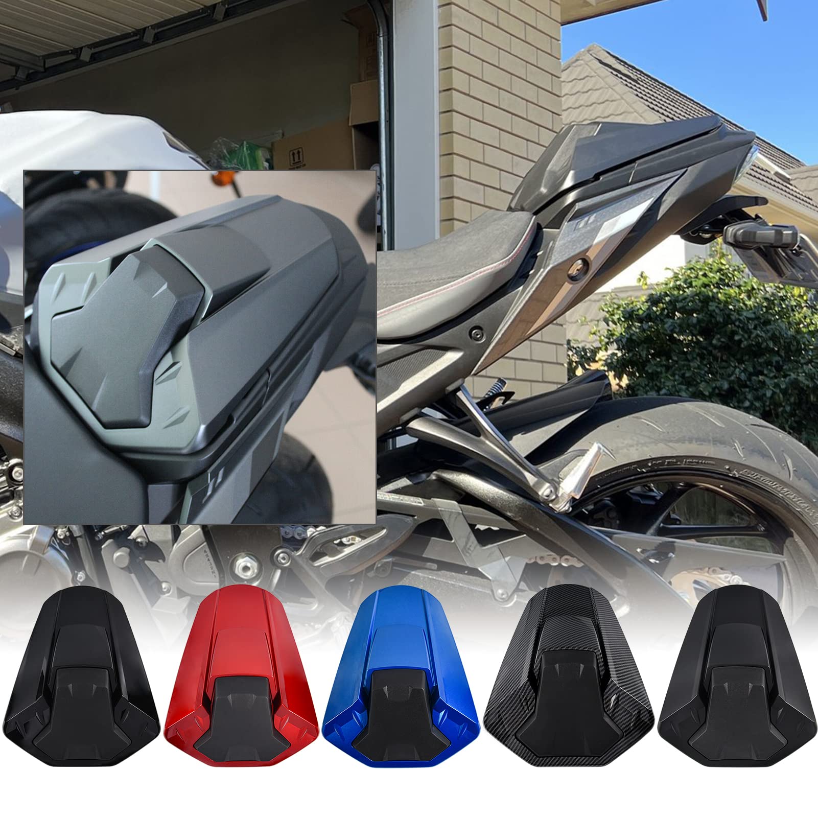 Lorababer Motorrad Hinten Soziusabdeckung Beifahrersitz Verkleidung Heckabdeckung Rücksitzbezug für GSXS 1000 GSX-S1000 GSX-S 1000 2021 2022 2023 2024 Sozius Solo Verkleidung, Kohlefaser-Optik von Lorababer