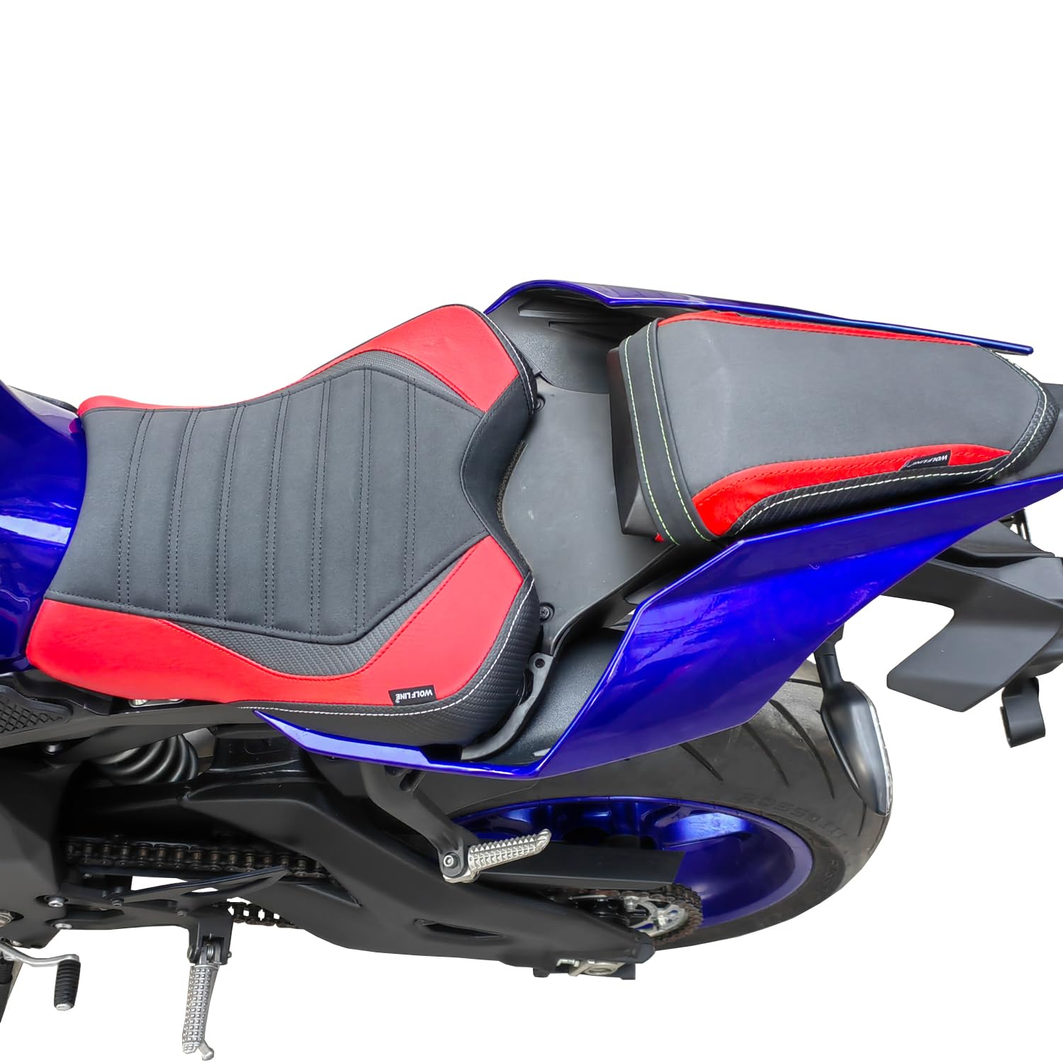 Motorrad Leder Hinten Beifahrer Vorne Fahrer Sitz Sozius Sitzkissen Sitzbezug Sitzbank Kompatibel mit YZF-R1 YZFR1 2015 2016 2017 2018 2019 2020 2021 2022 2023, Rot von Lorababer