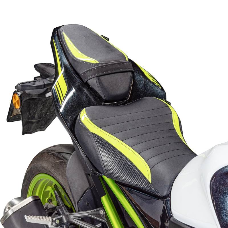 Motorrad Leder Hinten Beifahrer Vorne Fahrer Sitz Sozius Sitzkissen Sitzbezug Sitzbank Kompatibel mit Z900 Z 900 2017 2018 2019 2020 2021 2022 2023 2024, Hellgrün von Lorababer