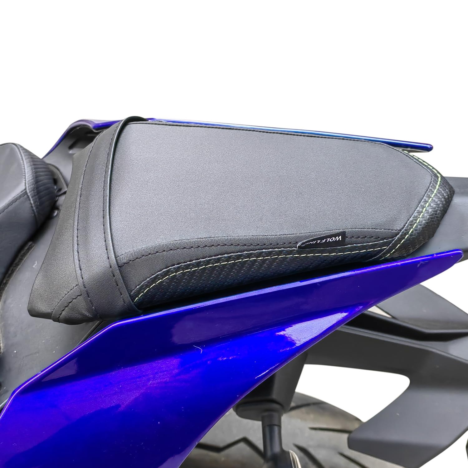 Motorrad Leder Sozius Sitz Hinteren Beifahrerkissen Sitzkissen Sitzpad Sitzbezug Sitzbank Kompatibel mit YZF-R7 YZFR7 2021-2024 YZF-R1 YZFR1 2015-2023, Schwarz von Lorababer