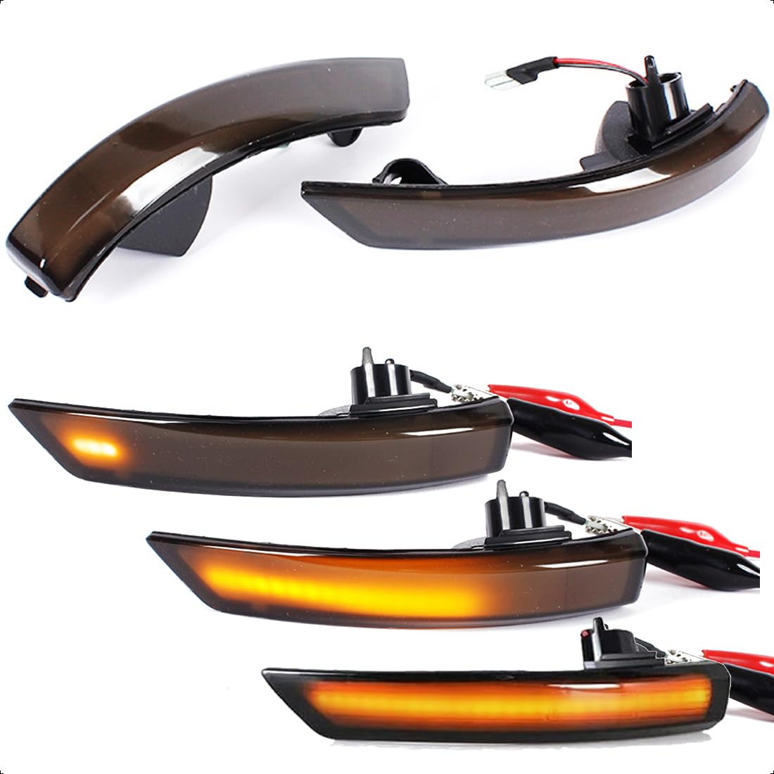 LoreenCar Dynamic Turn Signal Light LED Side Wing Rearview Mirror Indicator Blinker Lamp Compatible with Ford Focus 2 3 Mk2 Mk3 Mondeo Mk4 von LoreenCar