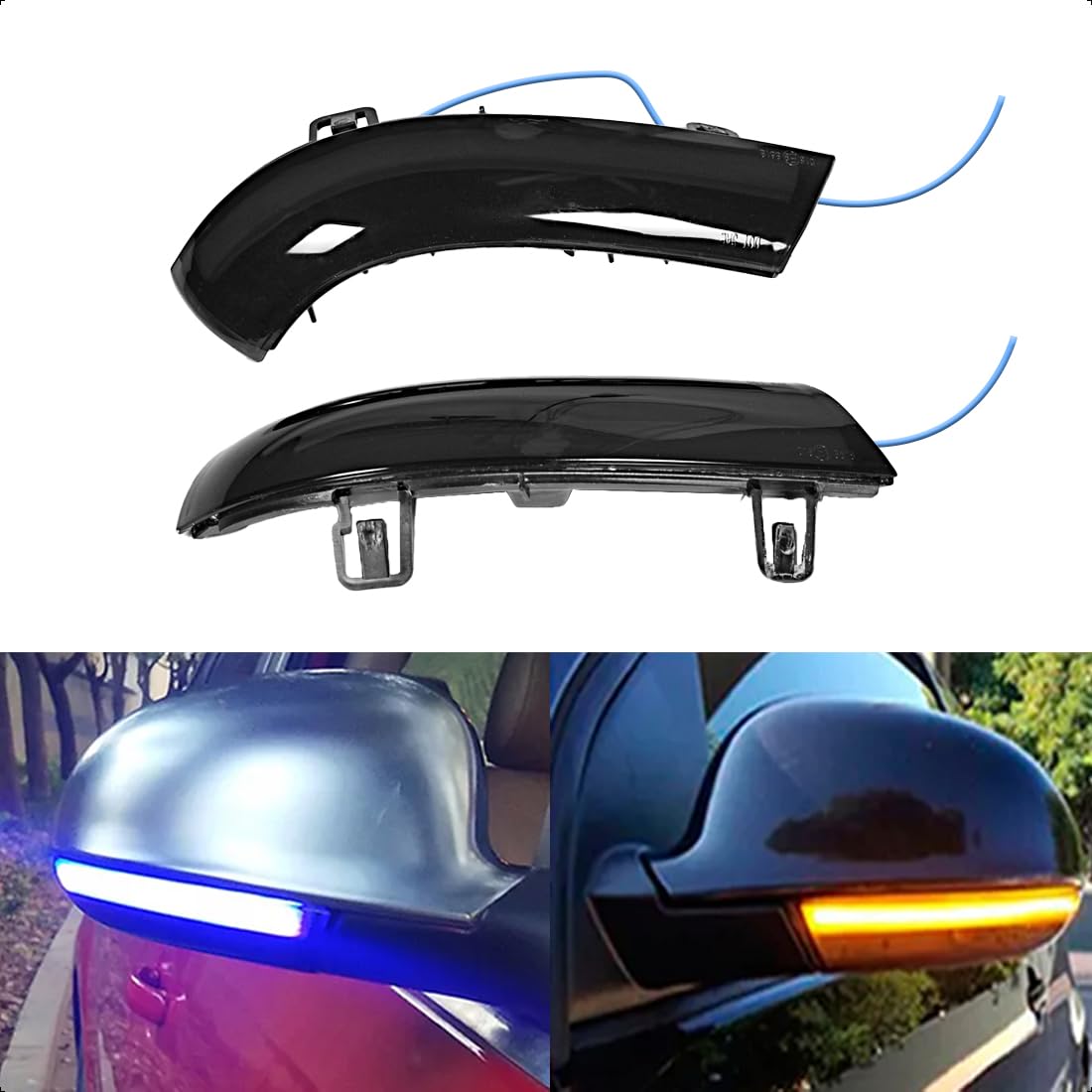 LoreenCar Spiegelblinker Dynamischer Blinker des Autos Für VW Golf GTI V MK5 Jetta Passat B5.5 B6 EOS Sharan Außenspiegel LED 1K09491021K0949101 (Gelb+Blue) (Gelb+Blau) von LoreenCar