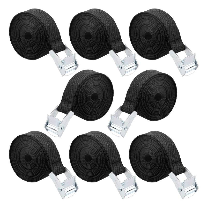 Lostwry 8pcs Befestigungsgurt Set Spanngurte Zurrgurt mit Ratsche Befestigungsriemen mit Klemmschloss für Fahrradträger Motorrad Gepäckpakete Schwarz 2,5cm x 1m von Lostwry