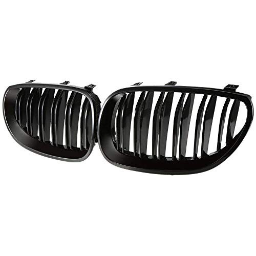 Losueeun Front SchüRze Motor Haube Nieren Grill Dual Slat Sport Gitter für 5 Series E60 E61 2003-2009 (Matt Schwarz) von Losueeun