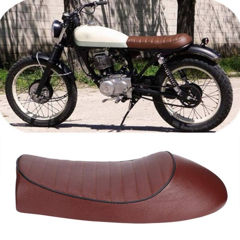 Motorrad PU Leder Vintage Cafe Racer Refit Sitz Flache Sattel Kissen für CG125 GN CG CB400SS (Typ A) von Lotpken