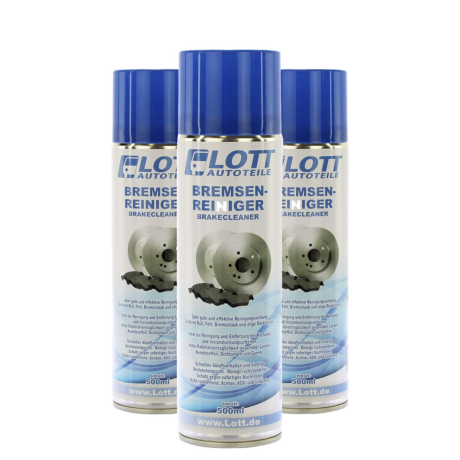 3X LOTT BREMSENREINIGER TEILEREINIGER INTENSIV Reiniger ENTFETTER Brake Cleaner 500ML (3 DOSEN) von Lott-Autoteile