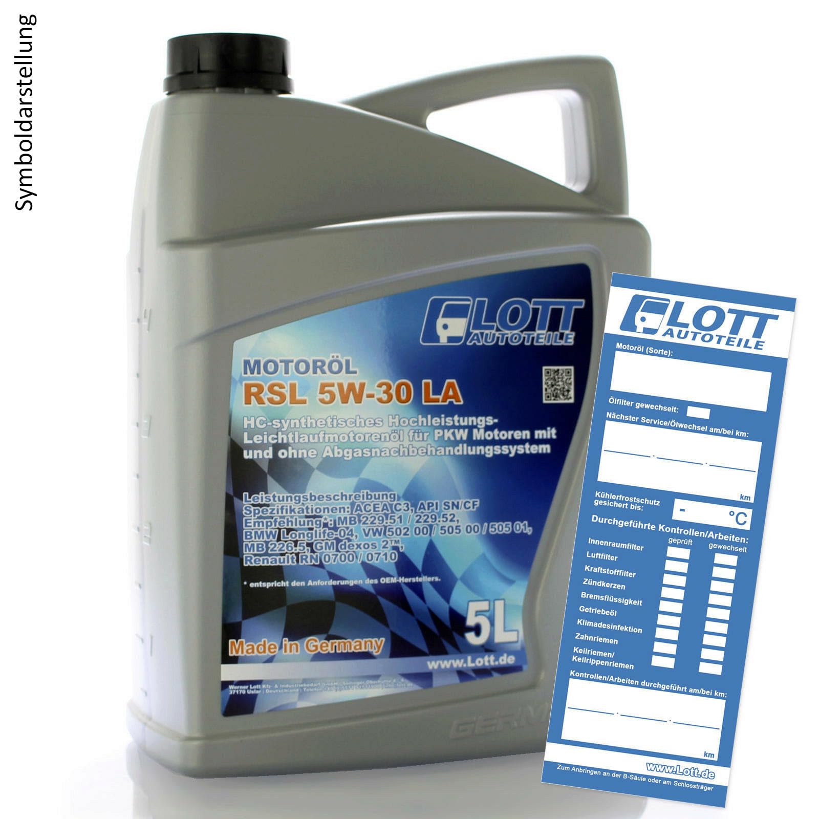 5L LOTT Motoröl Motorenöl RSL 5W-30 LA 5 Liter Öl // 100% Made in Germany von Lott-Autoteile