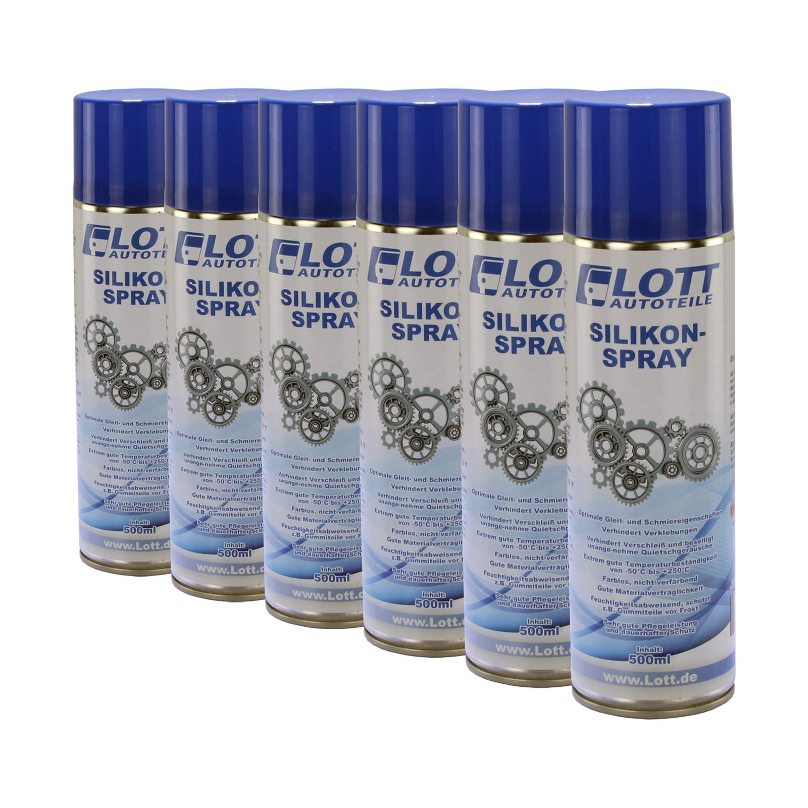 6X Lott Silikonspray 500ml / Silikon Spray Schmierstoff Schmiermittel Siliconespray von Lott-Autoteile