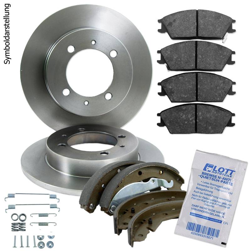 BREMSSCHEIBEN + BREMSBELÄGE HINTEN KOMPLETTSET BREMSENKIT BREMSE HINTERACHSE von Lott-Autoteile