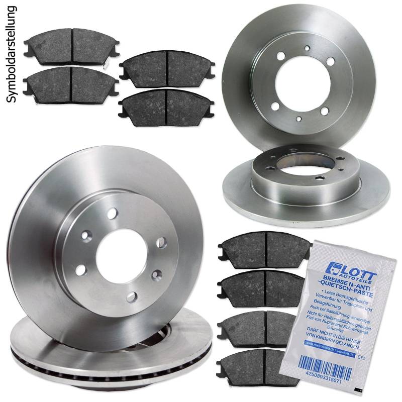 BREMSSCHEIBEN + BREMSBELÄGE HINTEN KOMPLETTSET BREMSENKIT BREMSE HINTERACHSE von Lott-Autoteile