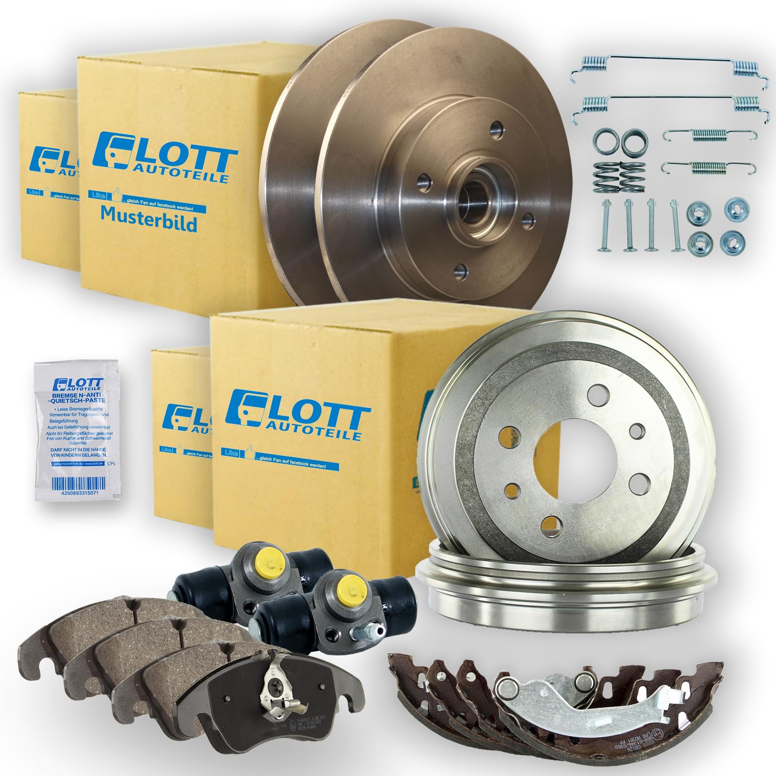 BREMSSCHEIBEN + BREMSBELÄGE HINTEN KOMPLETTSET BREMSENKIT BREMSE HINTERACHSE von Lott-Autoteile