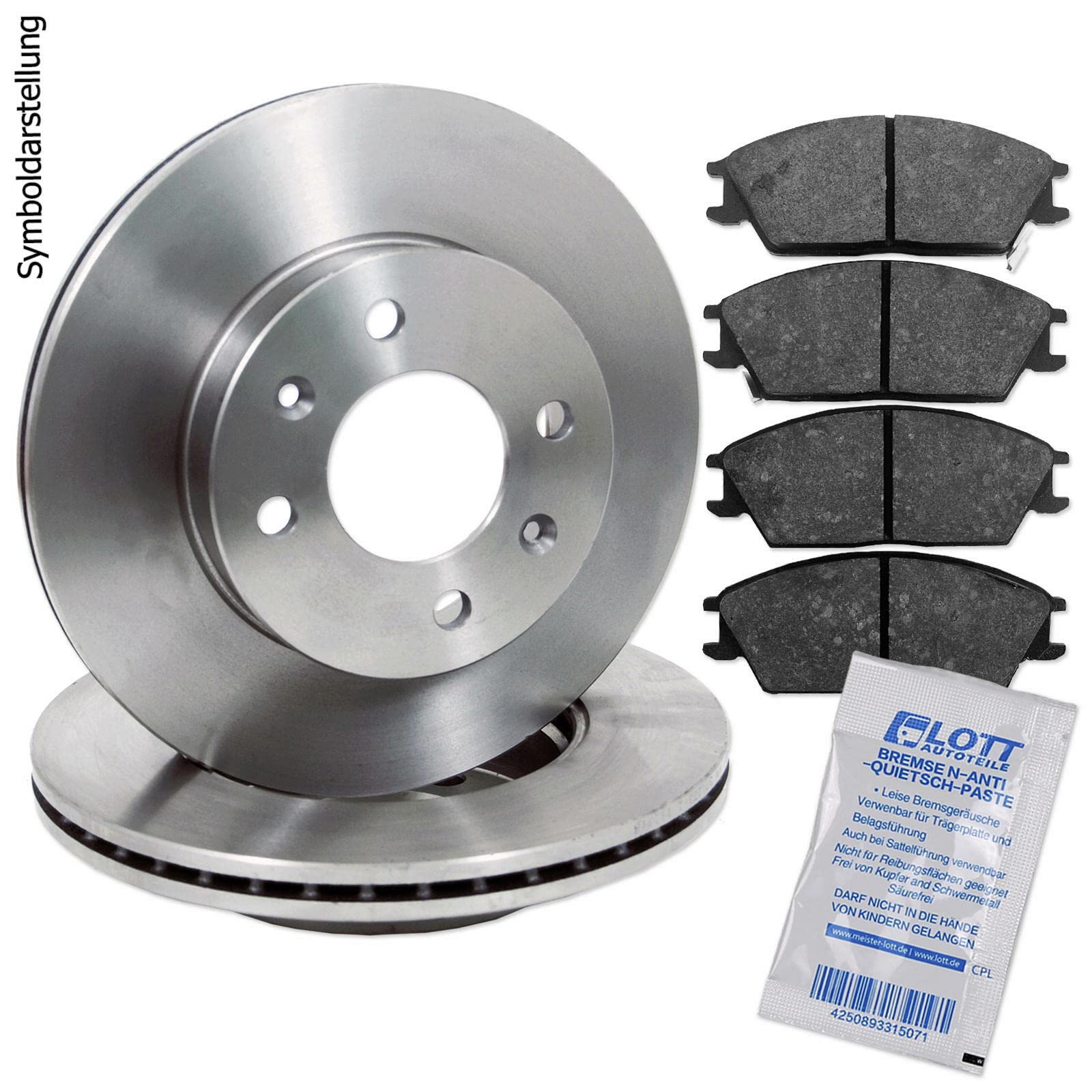 BREMSSCHEIBEN + BREMSBELÄGE VORNE KOMPLETTSET BREMSENKIT BREMSE VORDERACHSE von Lott-Autoteile