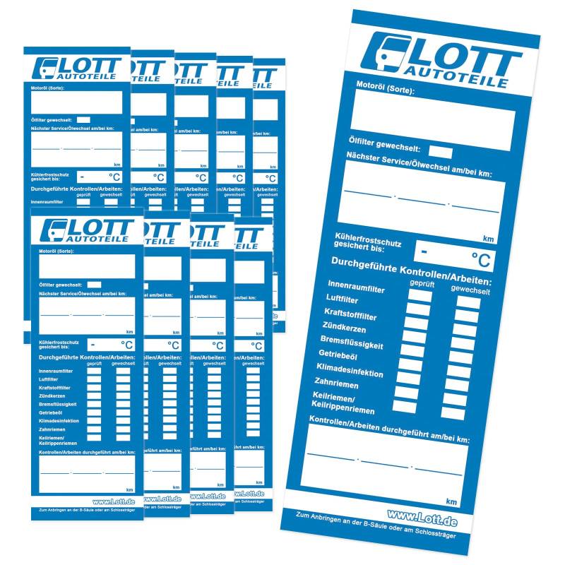 Lott-Autoteile 10x INSPEKTIONSAUFKLEBER INSPEKTIONSKÄRTCHEN ÖLZETTEL Aufkleber ÖLWECHSEL INSPEKTION von Lott-Autoteile