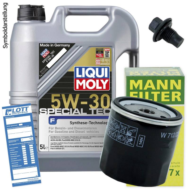 Ölwechsel Set Inspektion 5L Liqui Moly Special Tec LL 5W-30 Öl Motoröl + MANN Ölfilter + Öl Ablassschraube Verschlussschraube von Lott-Autoteile