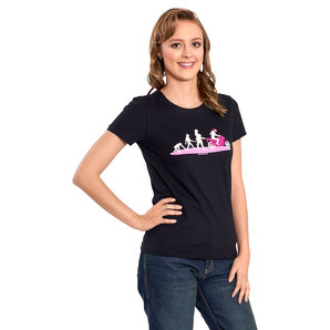 "Evolution Lady" Damen T-Shirt Schwarz Rahmenlos von Rahmenlos