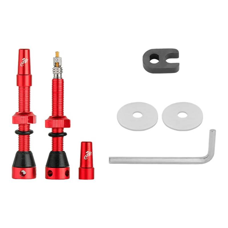 Lovehomily 2-teiliges Presta-Ventil-Set für schlauchlose Fahrradfelgen, Legierung, 44/60 mm, schlauchloses Presta-Ventilschaft-Set, kein Leck, mit Ventildeckel, Werkzeug zum Entfernen des Ve von Lovehomily