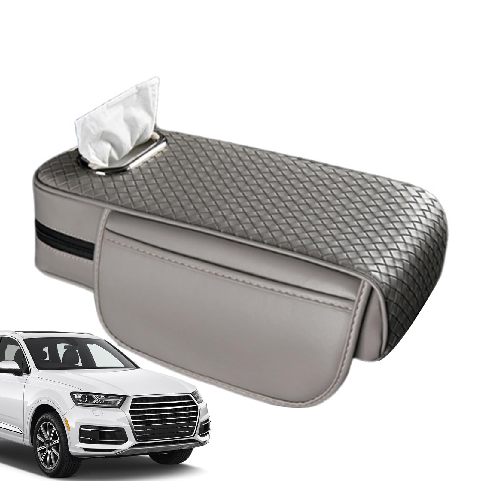 Auto Armlehnenkissen, Leder -Auto -Tissue -Box, Fahrzeugarmruheschutz, Nicht -Slip -Design, einfache Installation für Fahrzeuggewebe, kleine Gegenstände und persönliches Zubehör von Lpsdssre