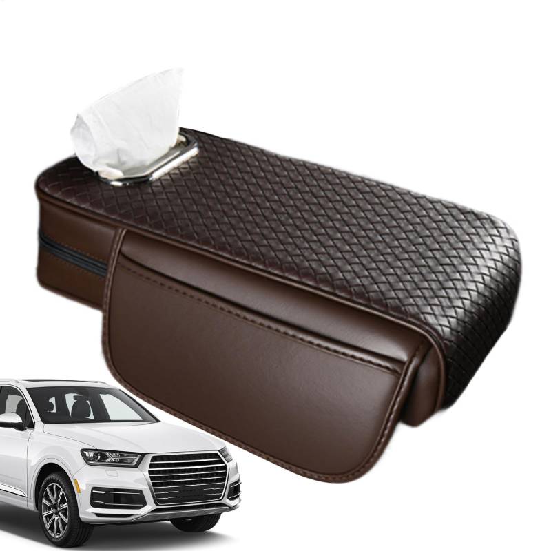 Auto Armlehnenkissen, Leder -Auto -Tissue -Box, Fahrzeugarmruheschutz, Nicht -Slip -Design, einfache Installation für Fahrzeuggewebe, kleine Gegenstände und persönliches Zubehör von Lpsdssre