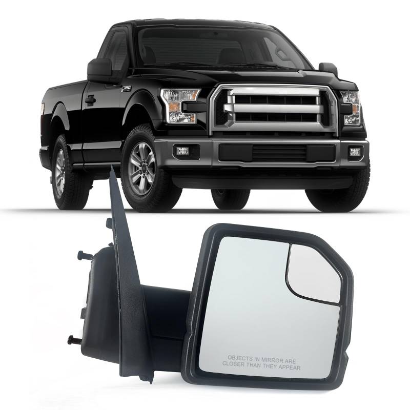 Lqito Außenspiegel für die rechte Beifahrerseite mit Toter-Winkel-Glas, passend für Ford F150 2015–2020, ohne Blinker, nicht beheizt (3-polig), ersetzt: FL3Z17682AK von Lqito