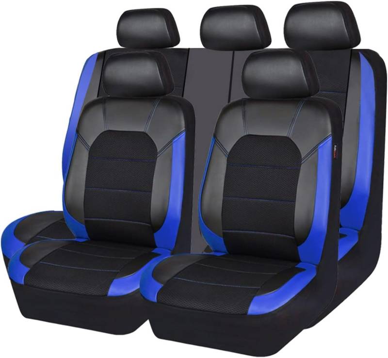 Lqmltsy 5 Sitzer Leder Auto Sitzbezüge für Audi A3 8P Q5 A6 C6 A4 A5 Sportback B7 8V C7 A1 B9 Rs4 5 6 7 R8 S5 S6 S7 S8 Q3,Full Set Car Seat Protectors,Car Accessories Interior,Anti-Slip，Waterproof von Lqmltsy