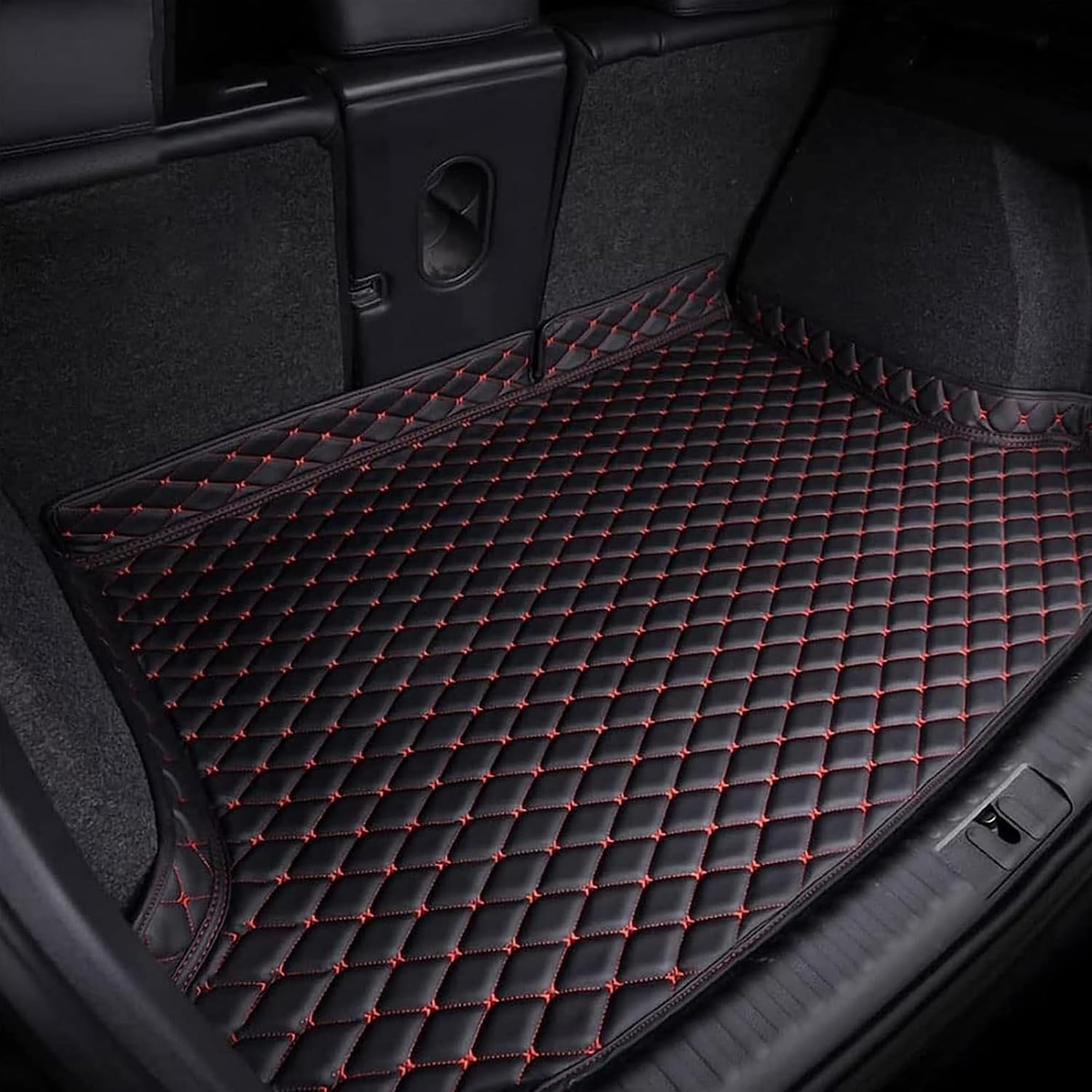 Auto Leder Kofferraumwanne Schutzmatte für Audi Q7 (5seats) 2006, Kofferraummatten,Leicht zu Falten, Tailored Fit Nonslip Waterproof Car Boot Protector von Lqyltsy