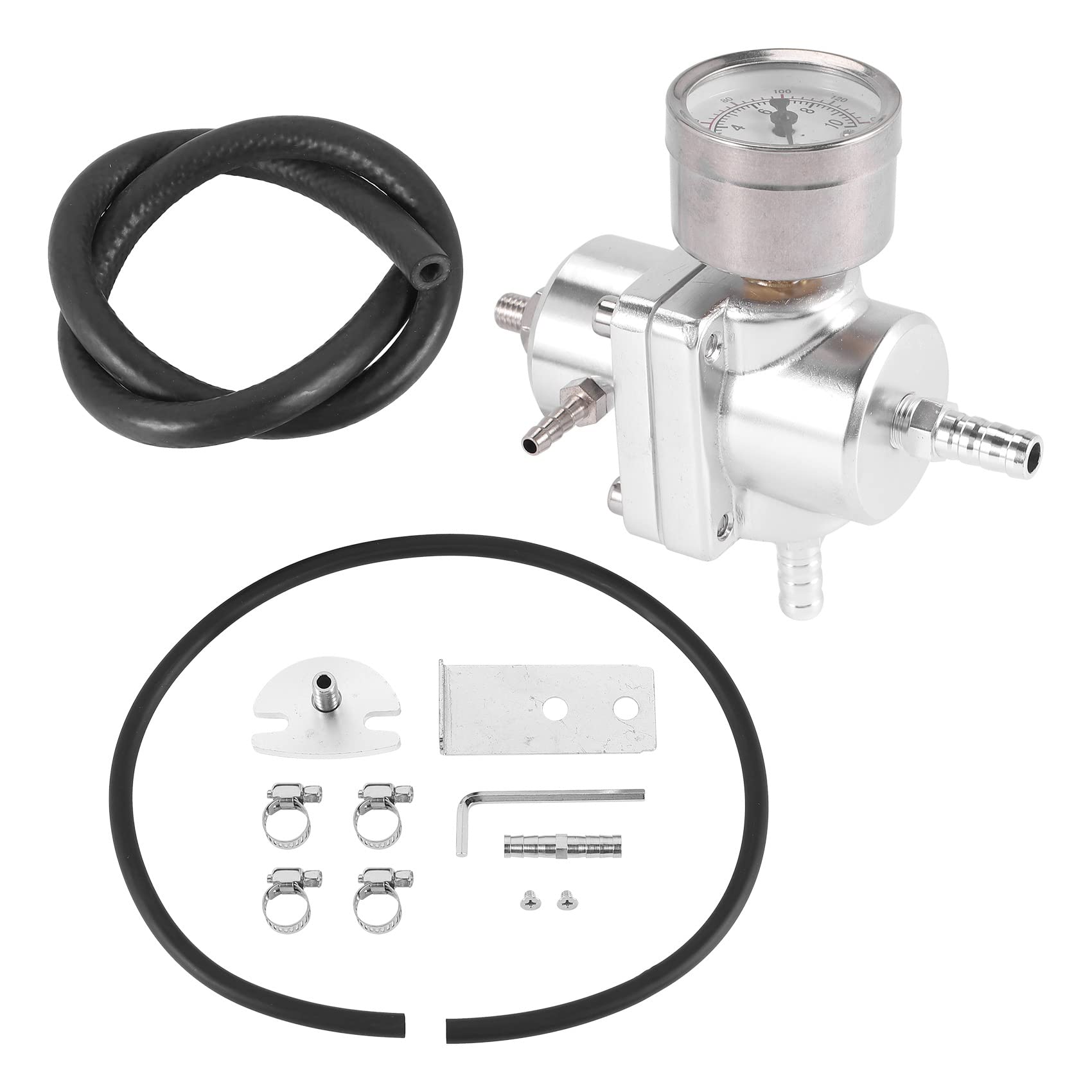 Lrporyvn Universal Auto Einstellbarer Benzindruckregler mit Manometer Silber von Lrporyvn