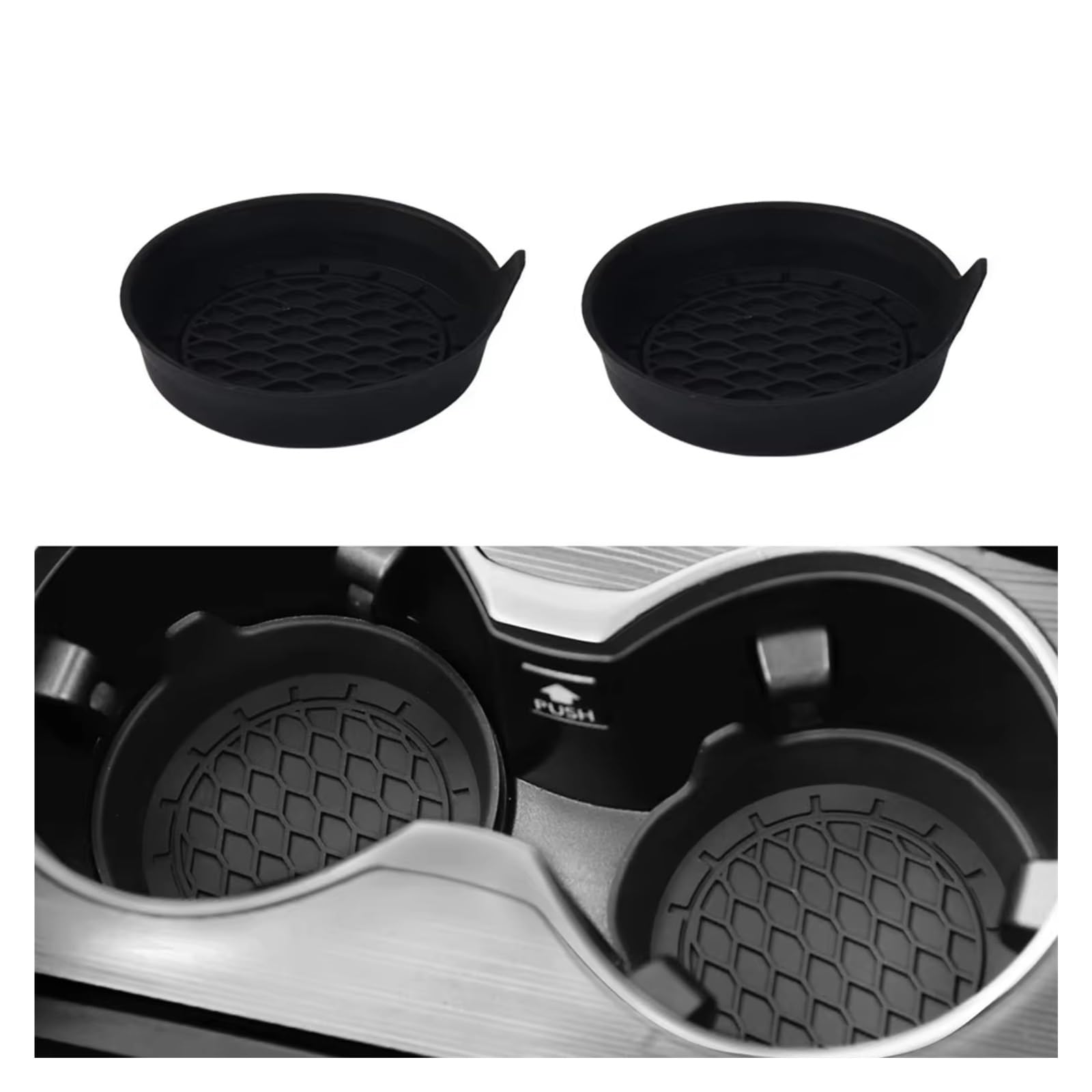 Auto Innenform 2/4 stücke Auto Tasse Halter Untersetzer Silikon Universal Nicht-Slip Tasse Halter Auto Zubehör Innen Stille Tasse Pad Innenzubehör(Black 2pcs) von Lspbfkq