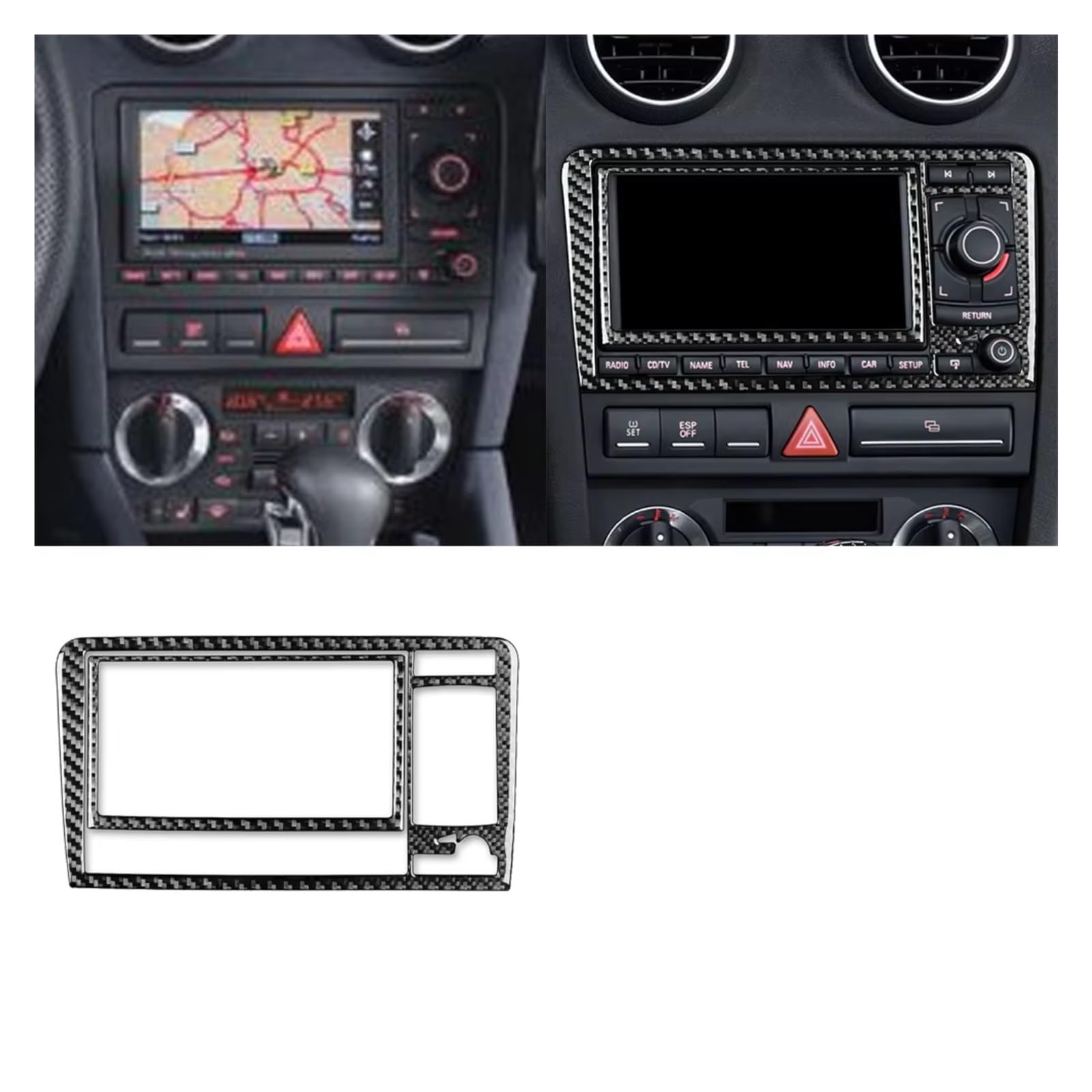 Auto Innenform Für A3 S3 8P 2006 2007 Auto Zentrale AC Radio CD Navigation Panel Set Trim Abdeckung Innen Aufkleber Innenzubehör(Black B) von Lspbfkq