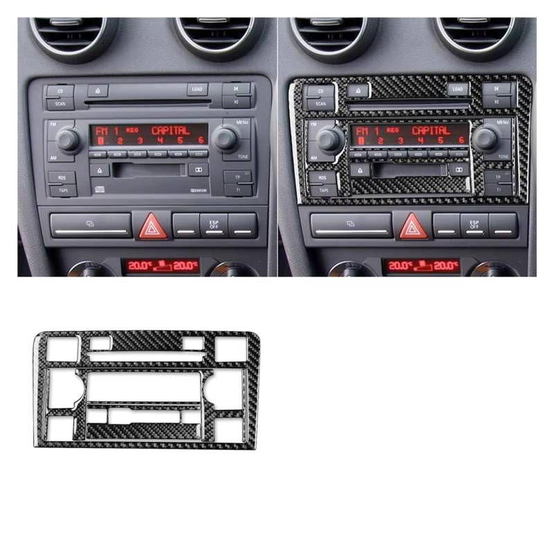 Auto Innenform Für A3 S3 8P 2006 2007 Auto Zentrale AC Radio CD Navigation Panel Set Trim Abdeckung Innen Aufkleber Innenzubehör(Black C) von Lspbfkq